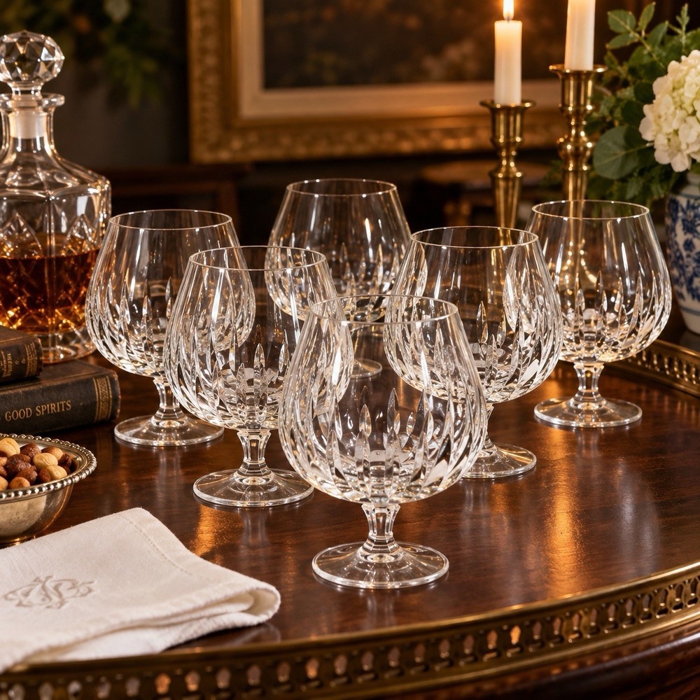 Mikasa Interlude TS110 Full Lead Crystal Brandy Snifters Set of 6 Vintage